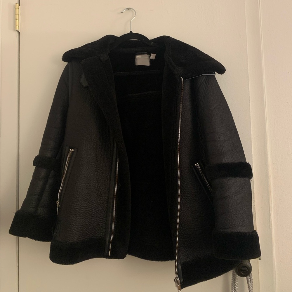 ASOS Petite Black Aviator Jacket - Size 00 - Picture 3 of 3